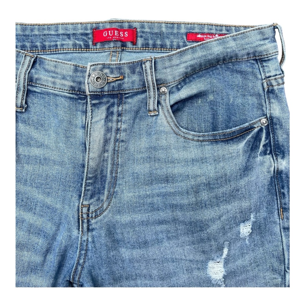 GUESS Men's Distressed 33x30 Blue Jeans
